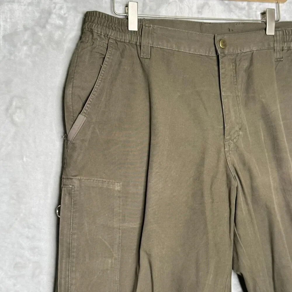 Tactical 5.11 Pants Mens 38*36 Brown Cargo Elastic Waist Flat Front Outdoor Work